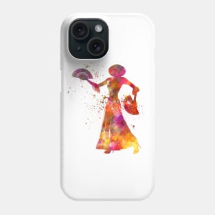 Gypsy woman dancing flamenco dancer silhouette in watercolor Phone Case