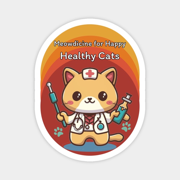 Meowdicine for Happy, Healthy Cats Magnet by pmArtology