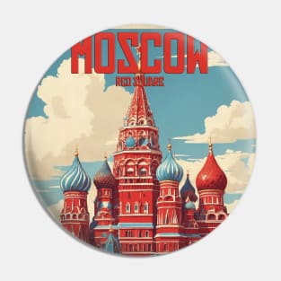 Red Square Moscow Russia Vintage Tourism Poster Pin