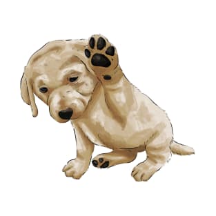 Cute Waving Golden Puppy Watercolor Illustration T-Shirt