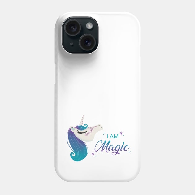 Radiant Unicorn: 'I am Magic' Artwork Phone Case by JBeasleyDesigns