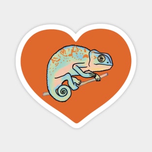 Orange Colorful Chameleon Heart for Chameleon Lovers Magnet