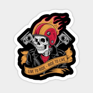 Skeleton Biker | Live to Ride & Ride to Live | T Shirt Design Magnet