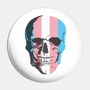 Trans flag skull Pin