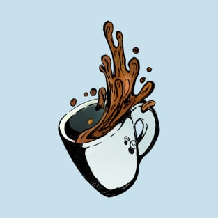 Coffee is spilling pattern  - Cyan T-Shirt