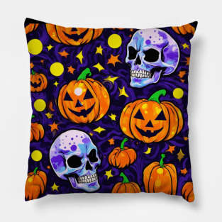 Halloween aesthetic pumpkin skull Pillow