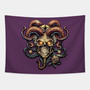 Jester Skull with Horns Tapestry