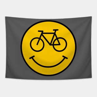 Yellow Bicycle Smiley Tapestry