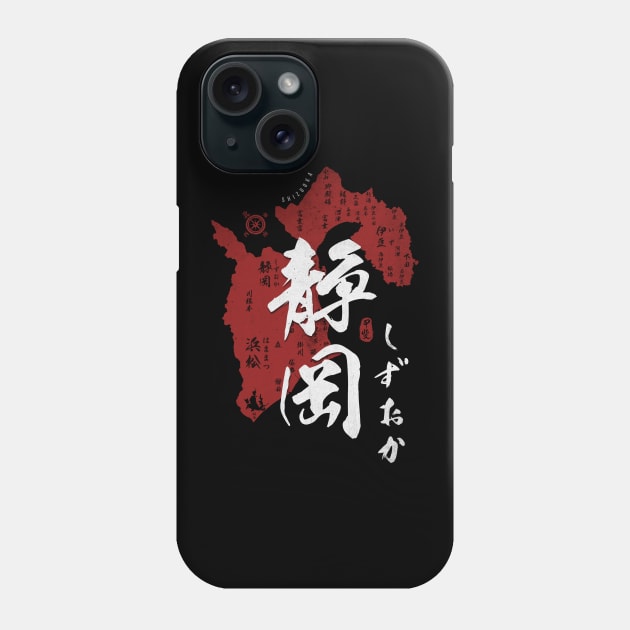 Map of Shizuoka Japan with Calligraphy Kanji Phone Case by Takeda_Art