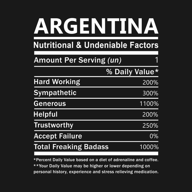 Discover Argentina Name T Shirt - Argentina Nutritional and Undeniable Name Factors Gift Item Tee - Argentina - T-Shirts