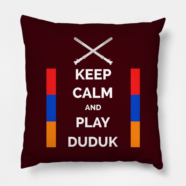 Keep Calm And Play Duduk Pillow by Peter Awax