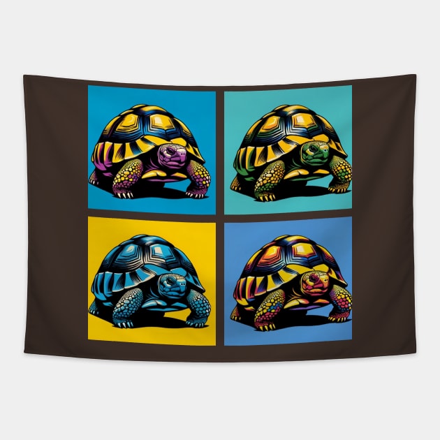 Russian Tortoise Pop Art - Exotic Reptile Tapestry by PawPopArt