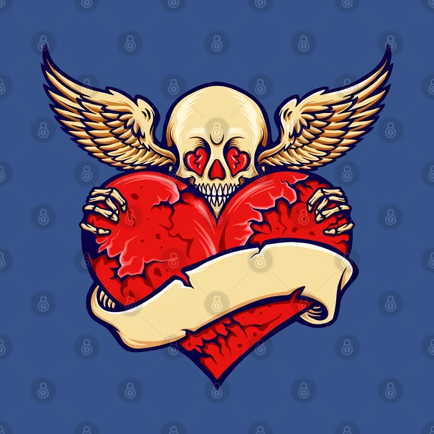 Winged Heart Skull by Saint Barkley