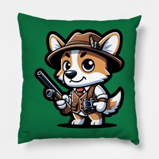 corgi the hunter Pillow