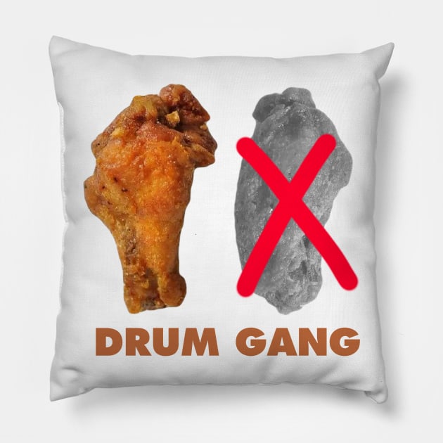 Drum Gang Chicken Wings Pillow by karutees