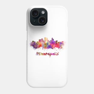 Minneapolis skyline in watercolor Phone Case