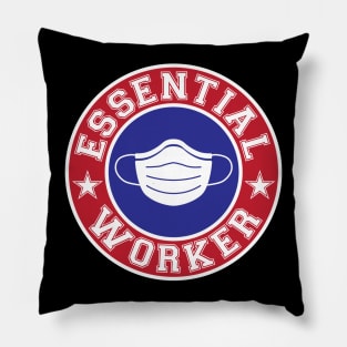 Essential Worker Wear Mask Red White Blue Pillow