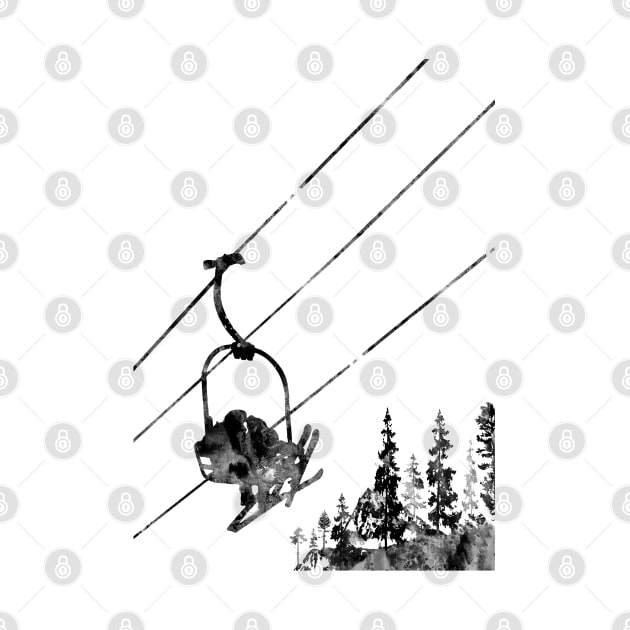 Couple ski lift by RosaliArt