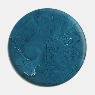 Teal Ocean Fluid Pour Marble Pin
