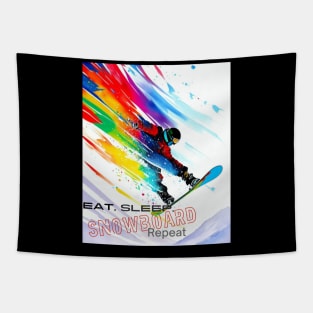 Eat Sleep Snowboarding Repeat Tapestry