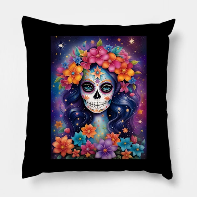 Colorful Catrina Pillow by Absinthe Society 