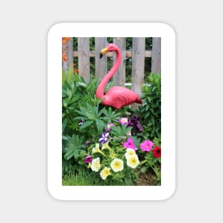 Flamingo and Flowers Magnet