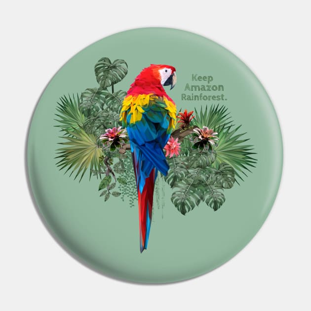 Polygonal art of macaw birds with keep amazon wording. Pin by Lewzy Design