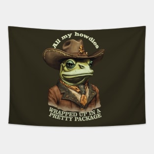 Vintage funny animal cowboy frog howdy western lingo Tapestry