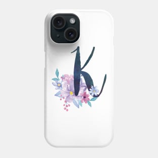 Floral Monogram K Pretty Lilac Bouquet Phone Case