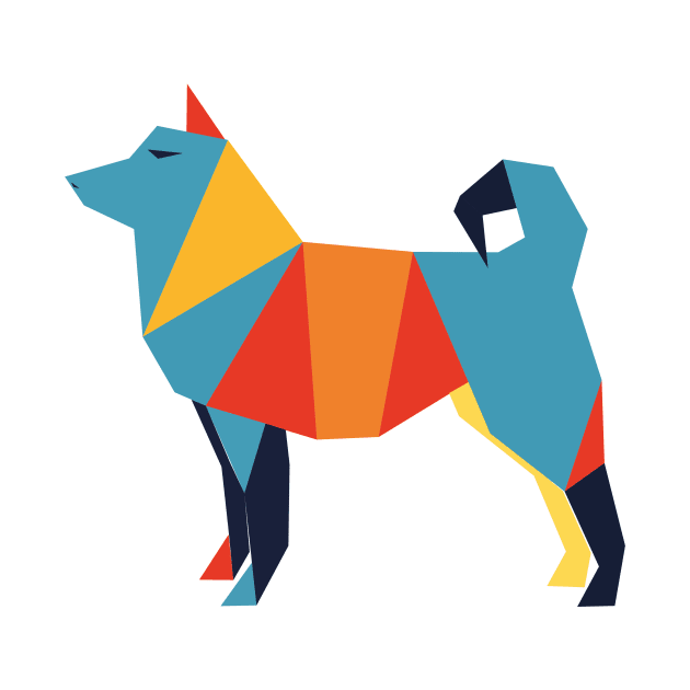 Geometric Colorful Dog Abstract Retro Design Abstract Animal by Allesbouad