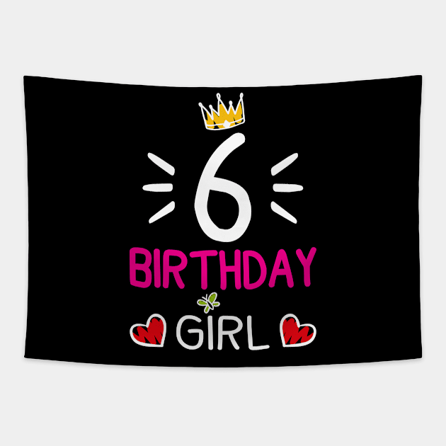 Kids 6th Birthday Girl Crown Princess Tapestry by printedartings