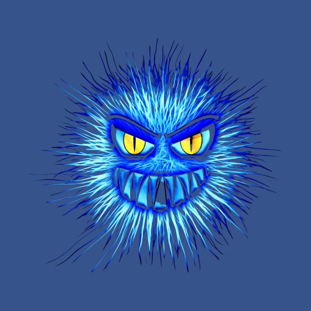 scary blue monster face by Leap Arts