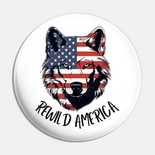 Rewild America Wolf Pin