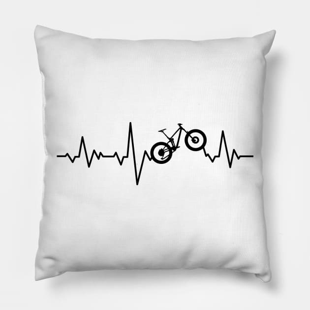 Mountain Bike Heartbeat Biking for MTB Lovers Pillow by ChrisWilson