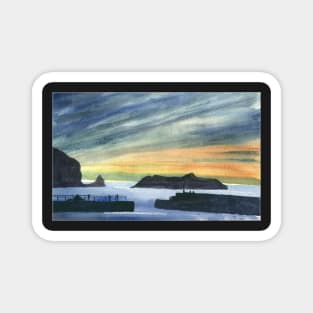 Sunset at Mullion Cove, Cornwall Magnet