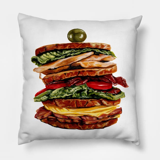 Turkey Club on Rye Pillow by KellyGilleran