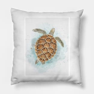 Trutleo watercolor painted illustration Pillow