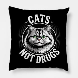 Cats Not Drugs Munchkin British Longhair Pillow