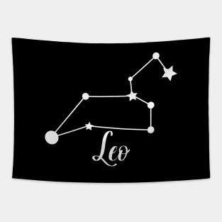 Leo Zodiac Constellation in White Tapestry