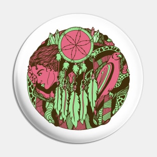 Pink and Mint Dream Falcon Pin