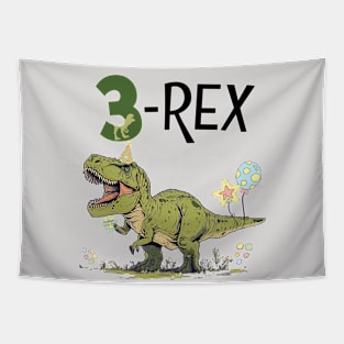 3 Rex Dinosaur Theme 3rd Birthday Party Tapestry