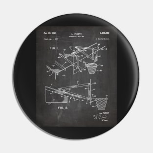 Basketball Patent - Basketball Player Coach Team Art - Black Chalkboard Pin