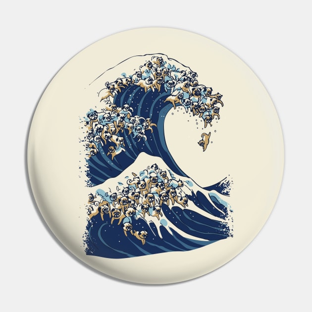 The Great Wave of Pug Pin by huebucket