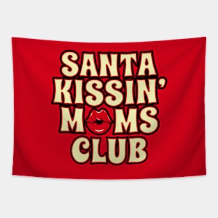 Funny Retro Christmas Kissing Moms Club Funny Xmas Gift For Moms Mothers Tapestry