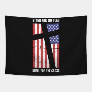 Stand For The American Flag, Kneel For The Christian Cross Tapestry