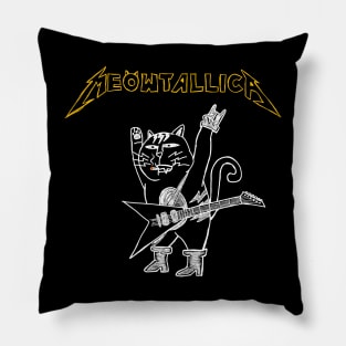 Meowtallica bandshirt cartoon Pillow