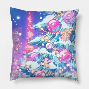 Christmas Tree and night Tokyo city Pillow