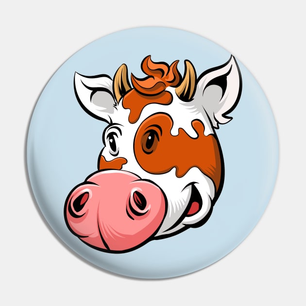 Cartoon Cow Pin by Black Tee Inc