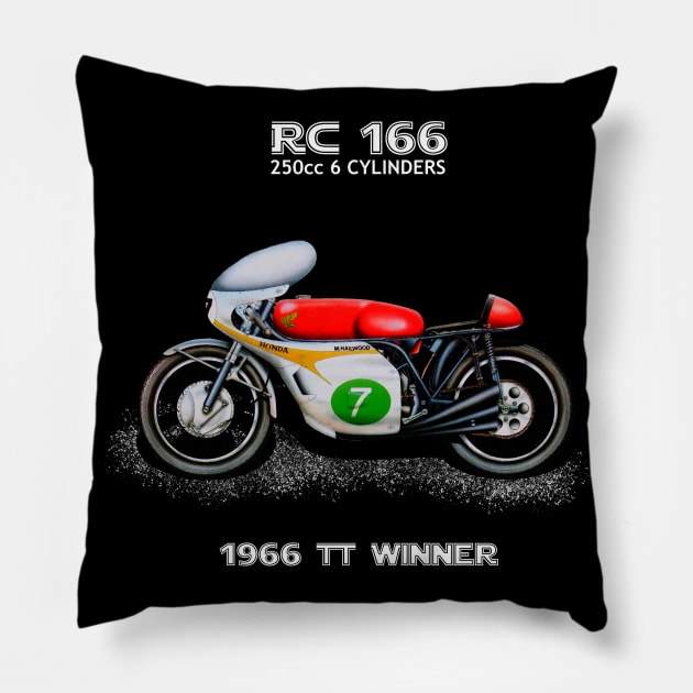 The Awesome 1966 RC 166 6 Motorcycle TT winner Mike the Bike by Motormaniac Pillow by MotorManiac