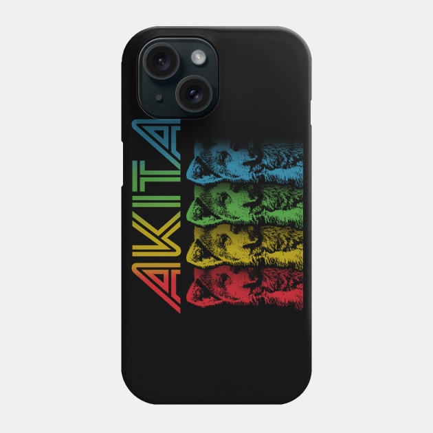 Cool Retro Groovy Akita Dog Phone Case by Madfido